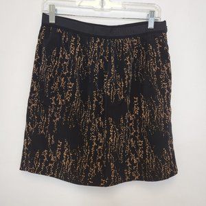 Gap Skirt 2 Black Brown Dot Print Gathered Waist Back Zip Above Knee Fall